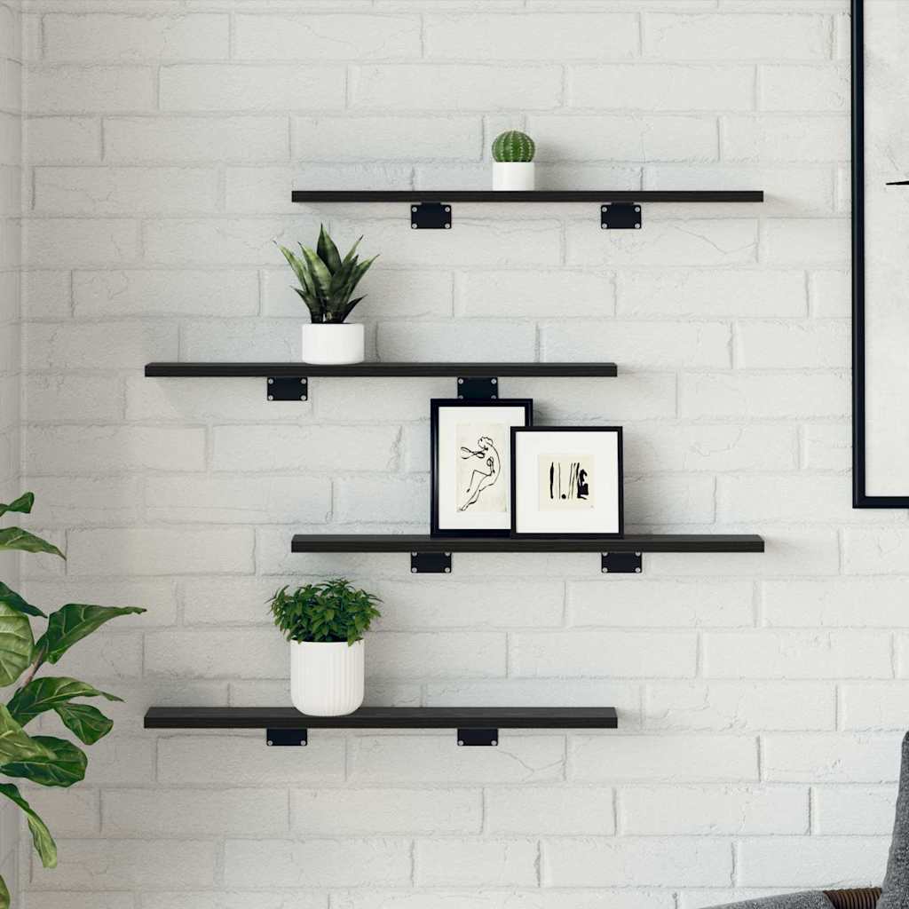 Bokhyllebrett 4 pcs Svart 60 x 10 x 1,5 cm Konstruert tre