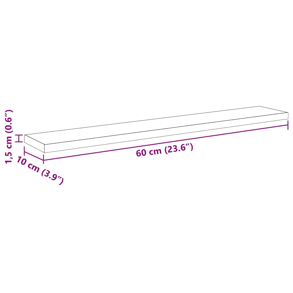 Bokhyllebrett 4 pcs Svart 60 x 10 x 1,5 cm Konstruert tre