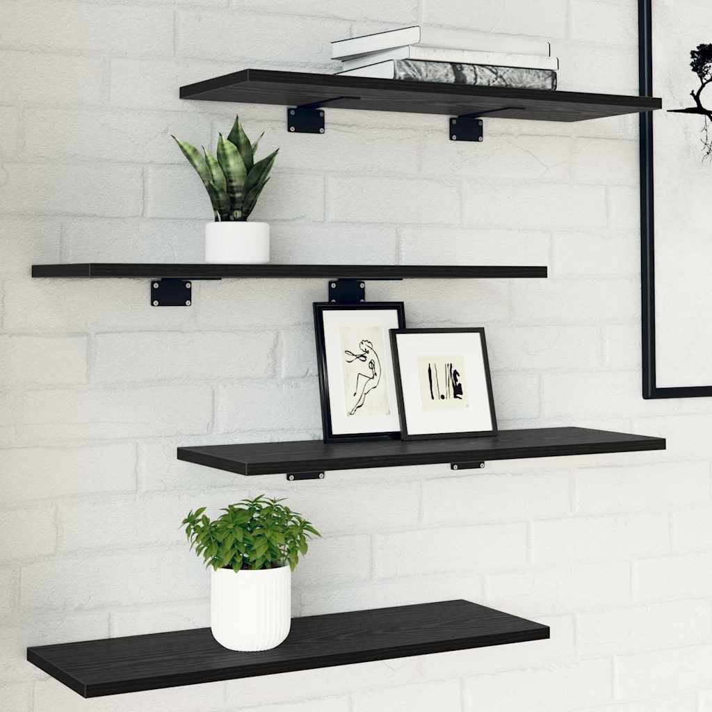 Bokhyllebrett 4 pcs Svart 60 x 20 x 1,5 cm Konstruert tre