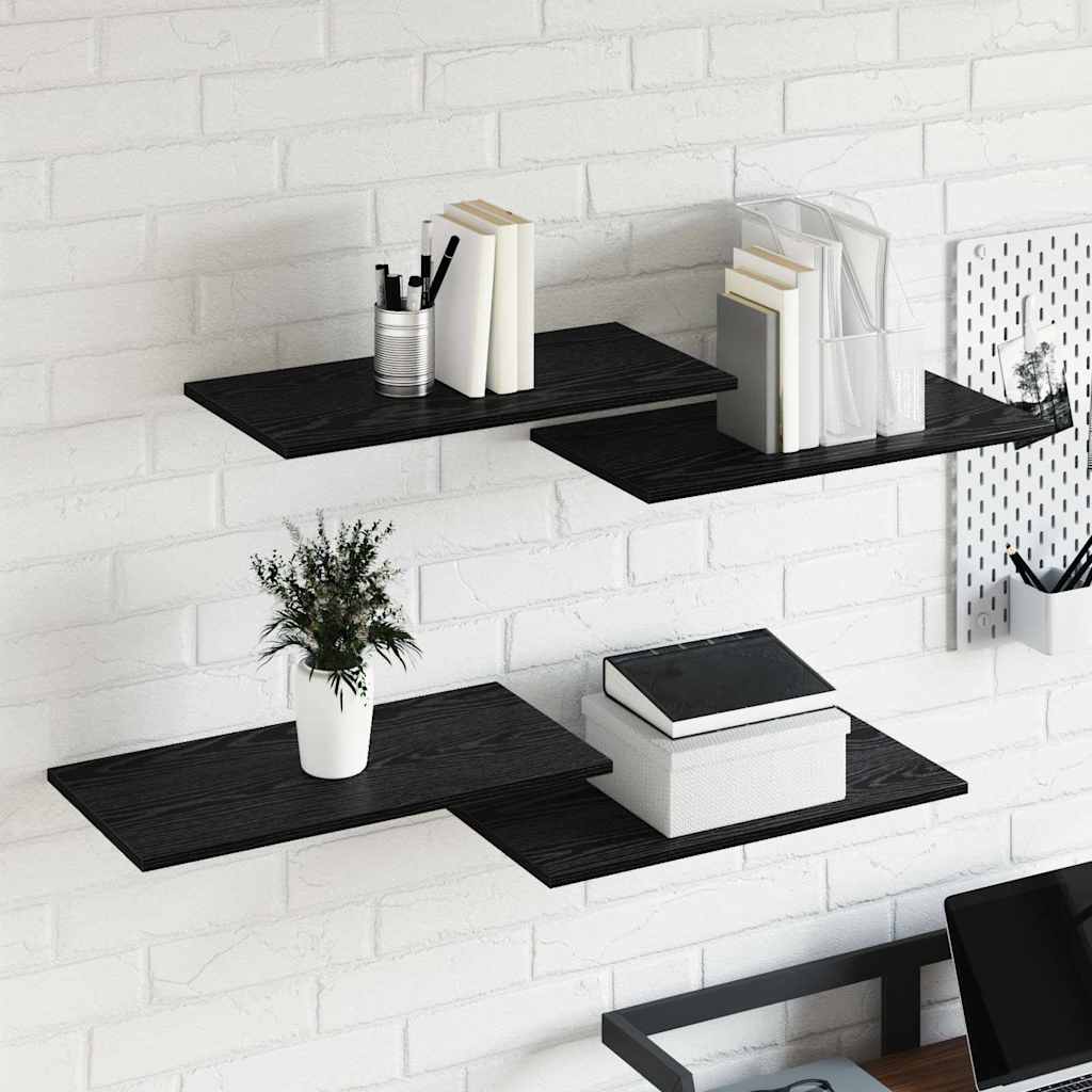 Bokhyllebrett 4 pcs Svart 60 x 30 x 1,5 cm Konstruert tre