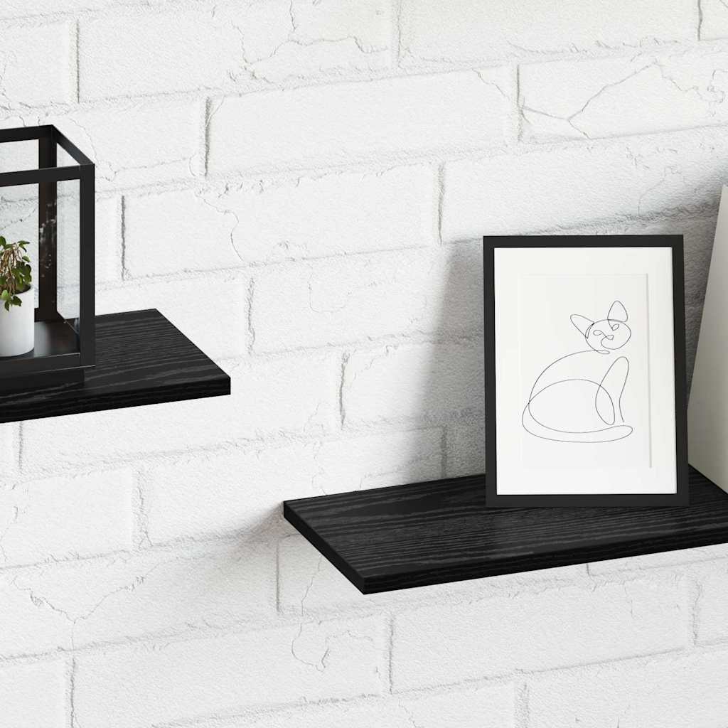 Bokhyllebrett 4 pcs Svart 80 x 20 x 1,5 cm Konstruert tre