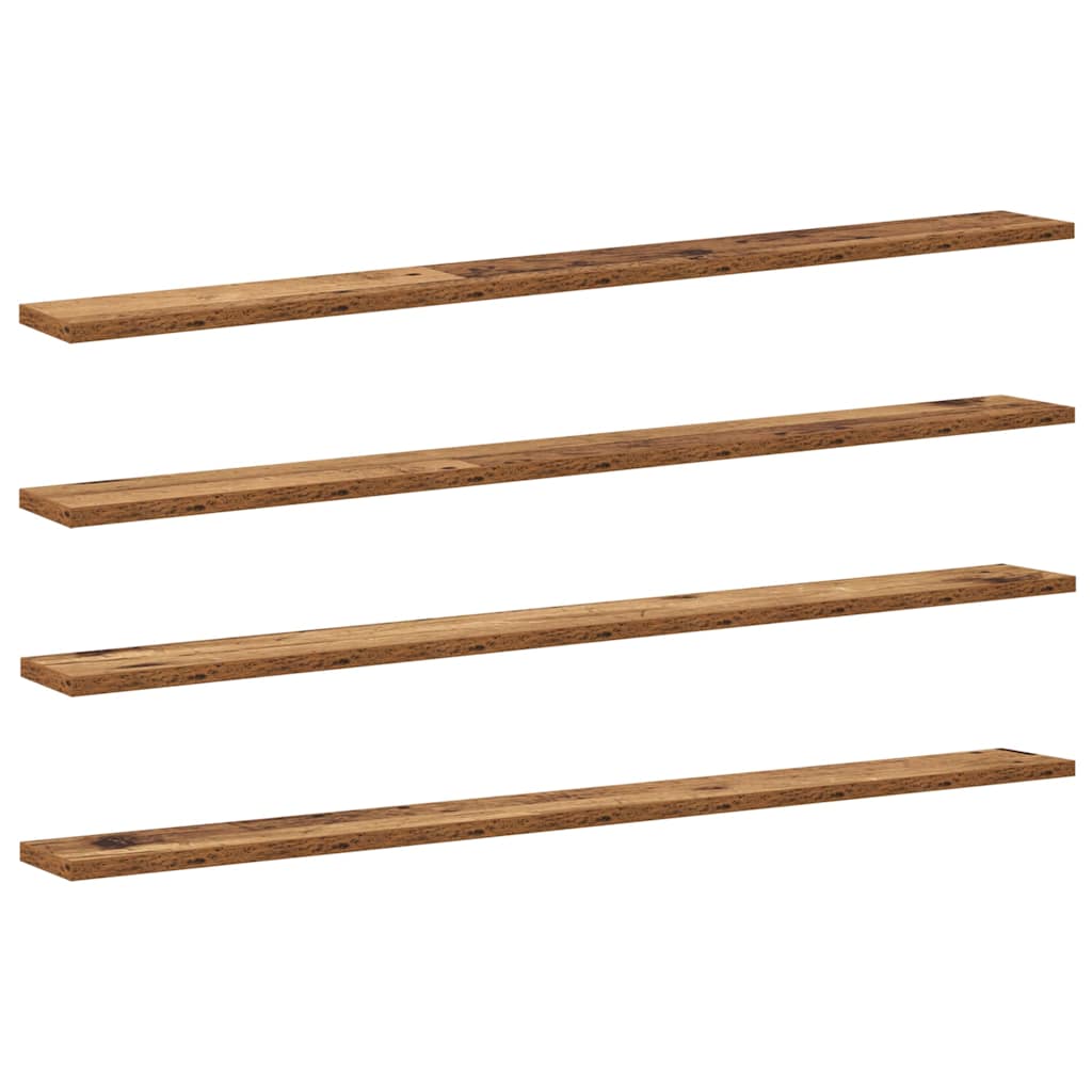Bokhyllebrett 4 pcs Brun 100 x 10 x 1,5 cm Konstruert tre
