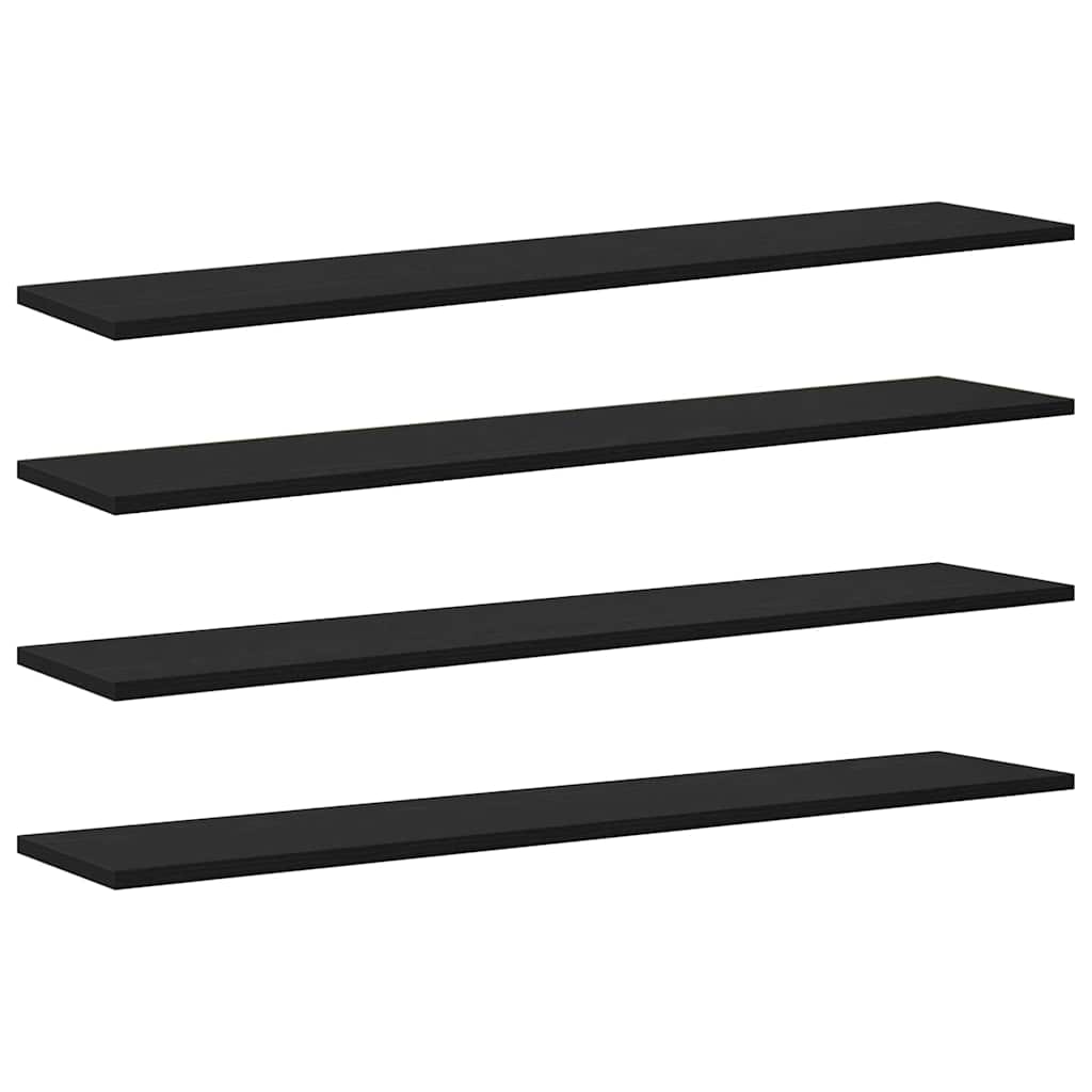 Bokhyllebrett 4 pcs Svart 100 x 20 x 1,5 cm Konstruert tre