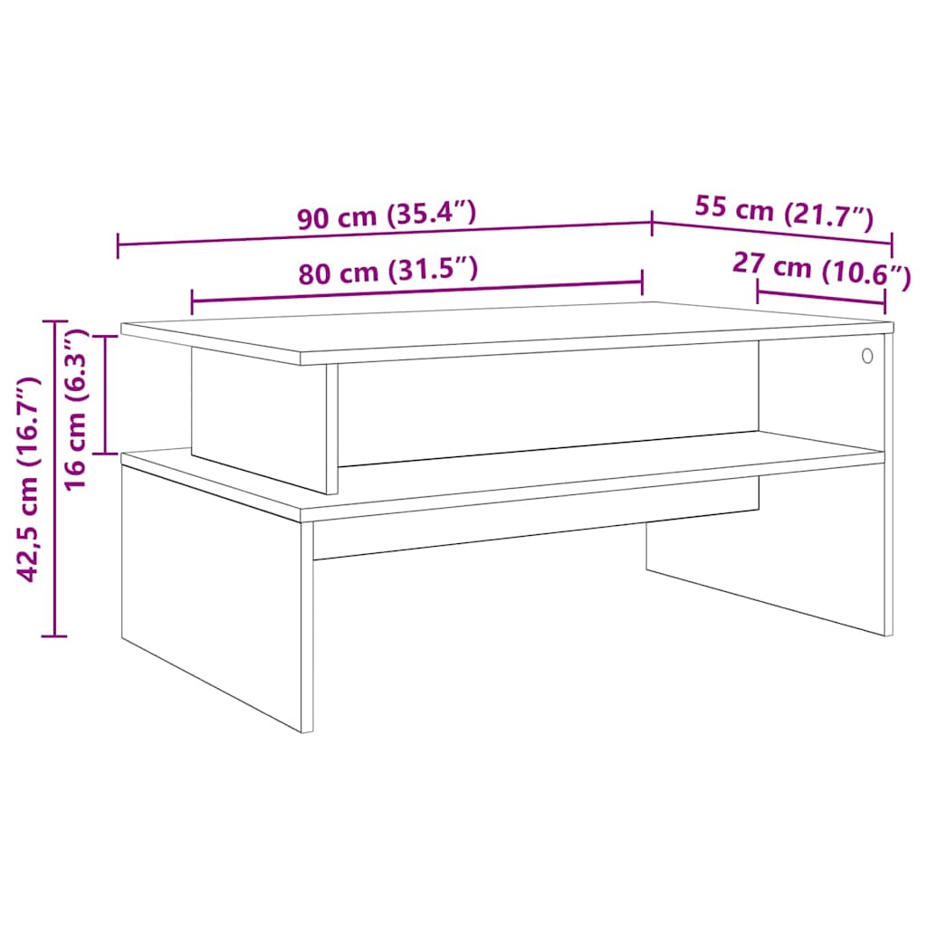 Kaffebord Gammelt tre 90 x 55 x 42,5 cm Konstruert tre