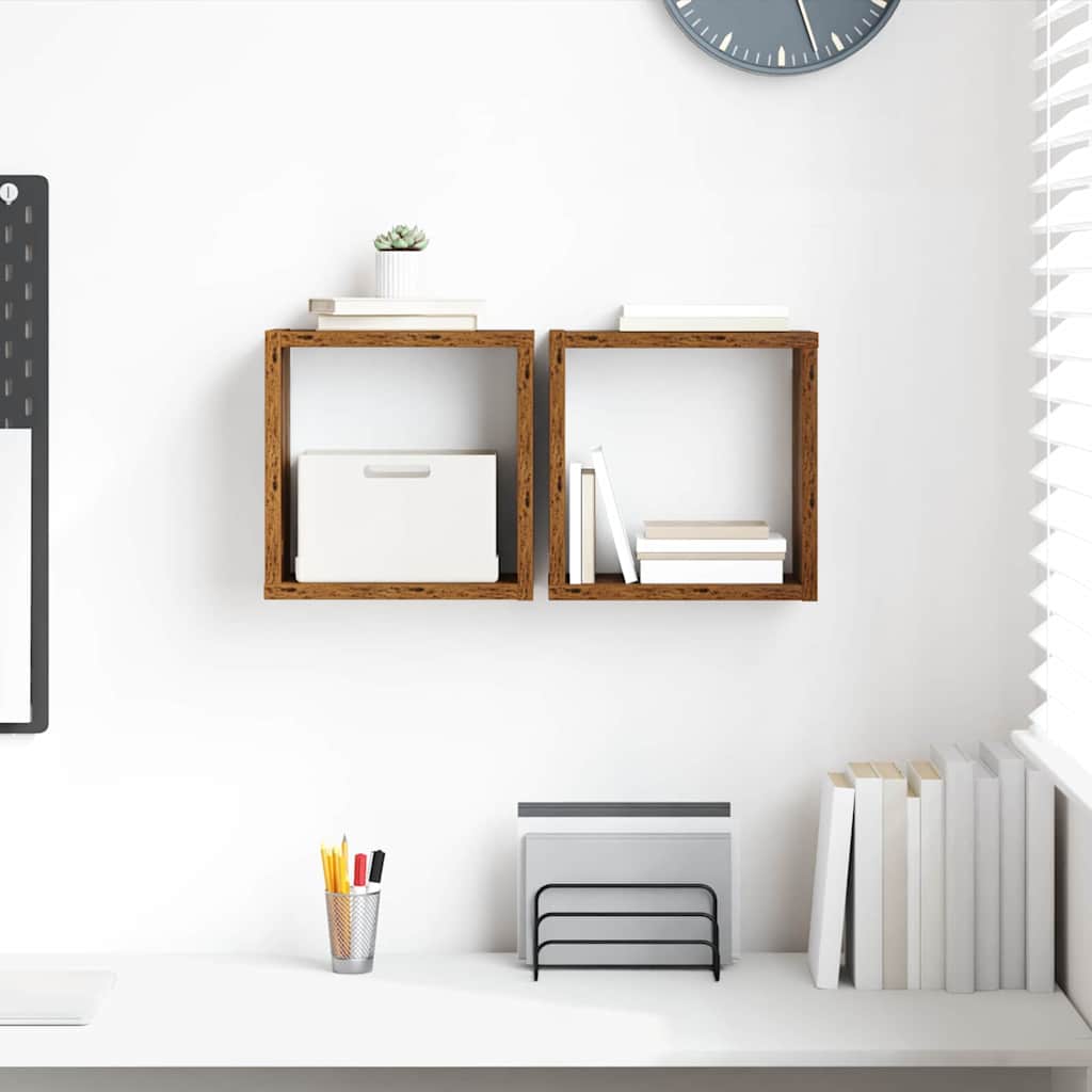 Vegghyller med hylle Veggmontert Gammelt tre Konstruert tre