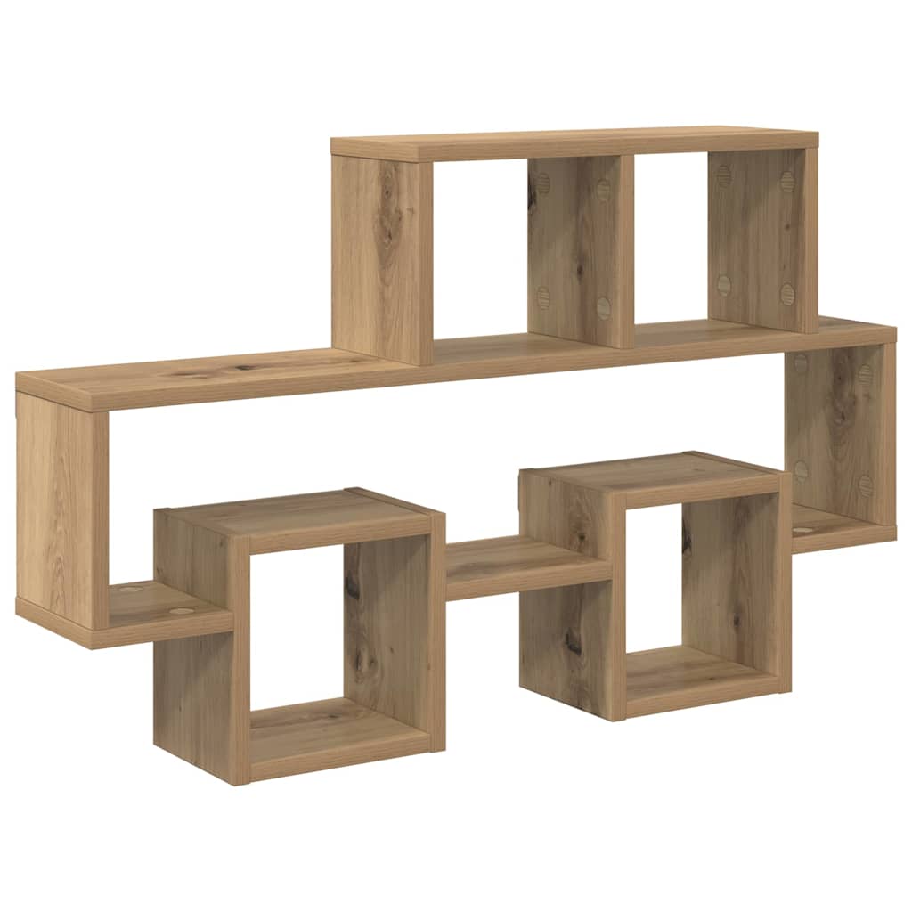 Vegghylle med hylle artisan eik 82 x 15 x 51 cm Konstruert tre vidaXL