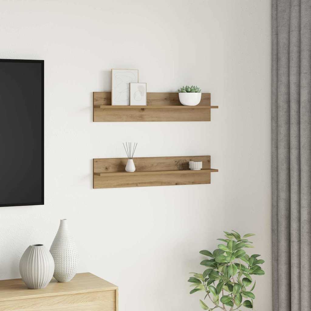 Vegghylle 2 pcs Artisan Eik 80 x 11,5 x 18 cm Konstruert tre