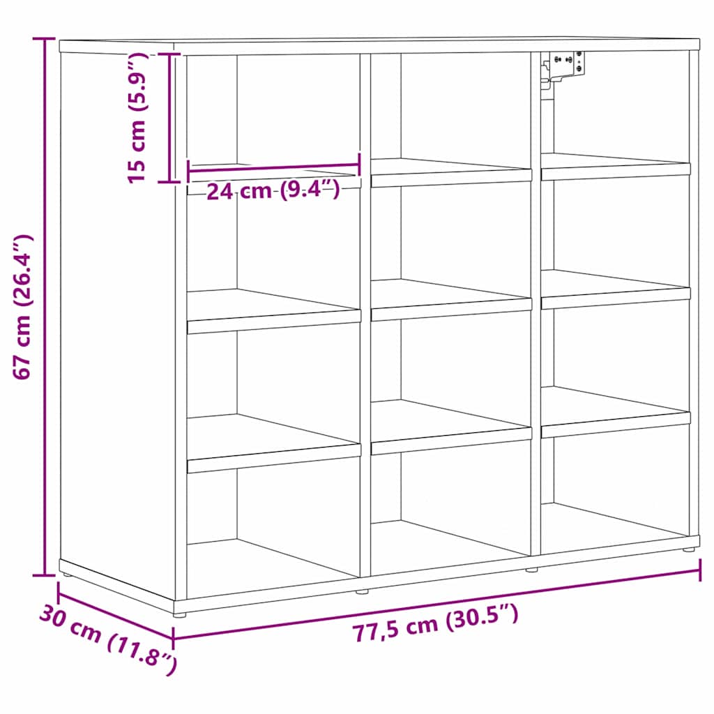 Sko Skap med hylle Gammelt tre 77,5 x 30 x 67 cm Konstruert tre