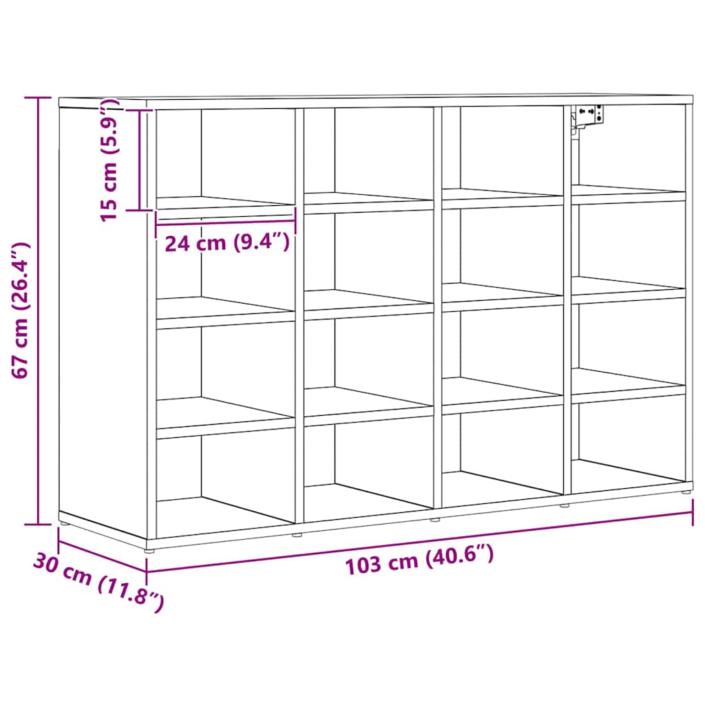 Sko Skap med hylle Gammelt tre 103 x 30 x 67 cm Konstruert tre