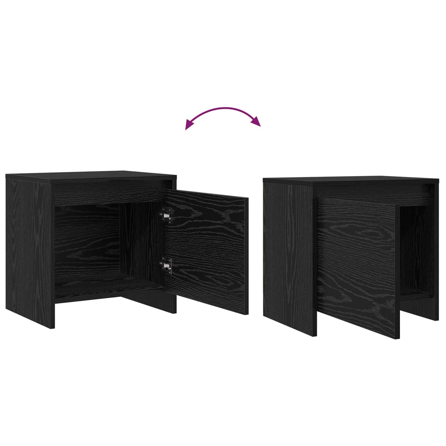 Nattbordskap Svart Eik 45 x 34 x 44,5 cm Konstruert tre