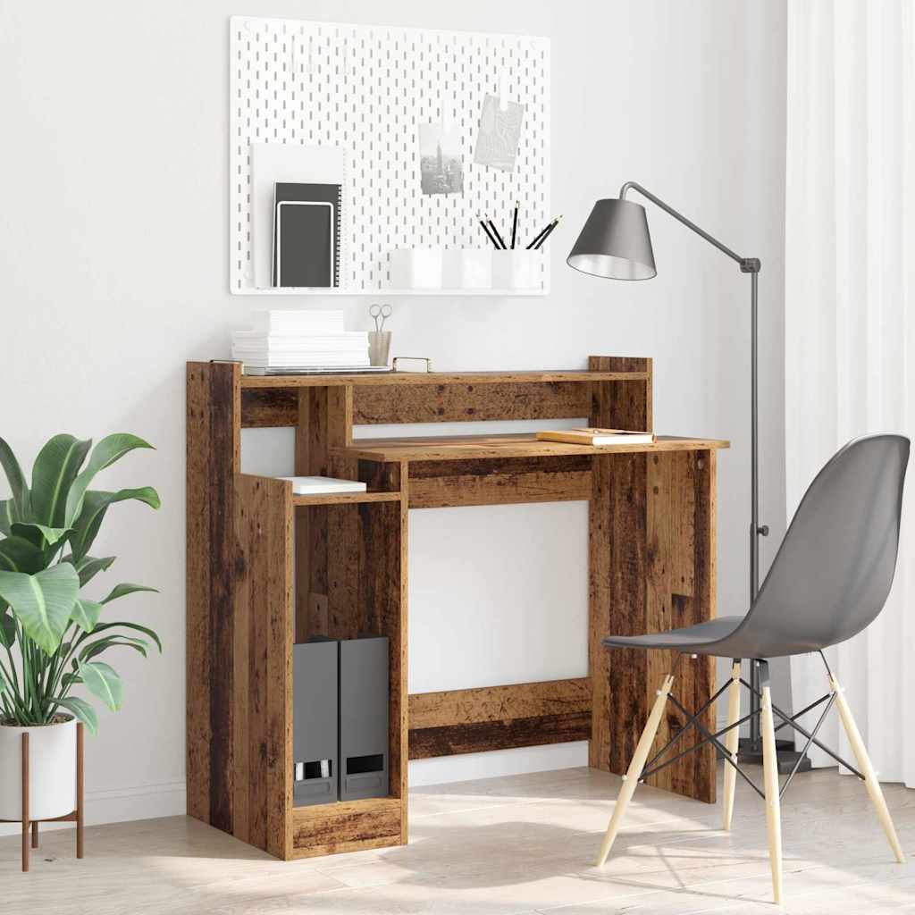Skrivebord med hylle Gammelt tre 97 x 45 x 90 cm Konstruert tre