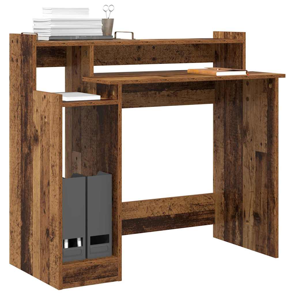 Skrivebord med hylle Gammelt tre 97 x 45 x 90 cm Konstruert tre