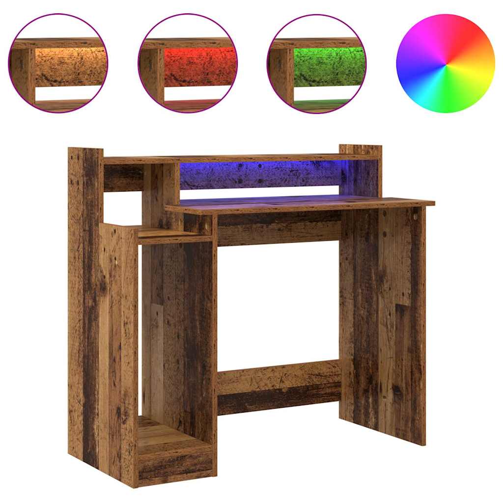 Skrivebord med hylle Gammelt tre 97 x 45 x 90 cm Konstruert tre