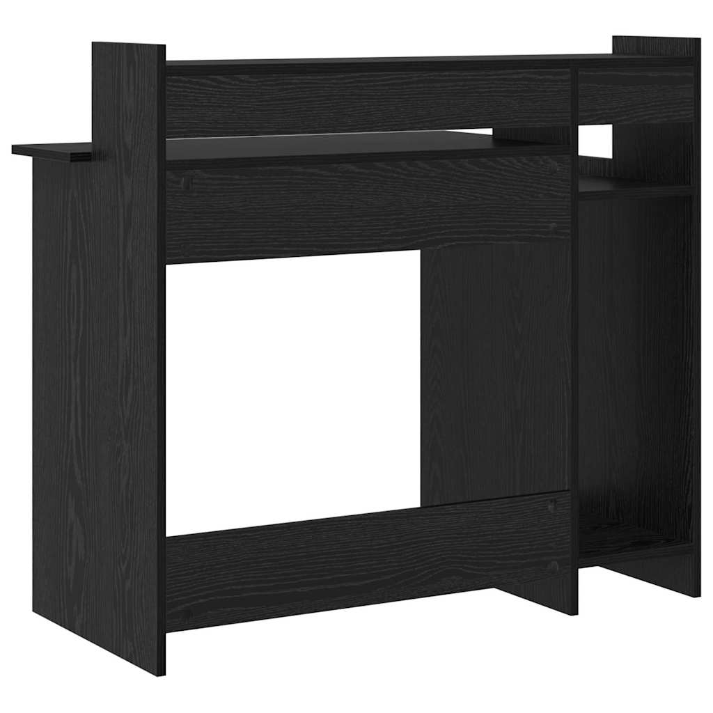 Skrivebord med hylle Svart Eik 97 x 45 x 90 cm Konstruert tre