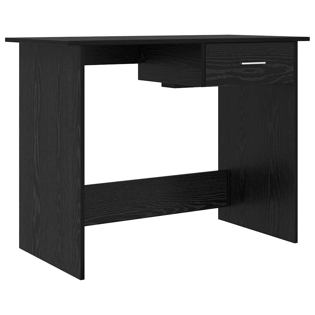 Skrivebord med skuff Svart Eik 100 x 50 x 76 cm Konstruert tre