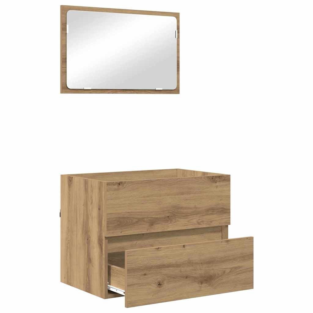 Baderomsinnredningssett 2 pcs Artisan Eik Ingeniørtre og metall