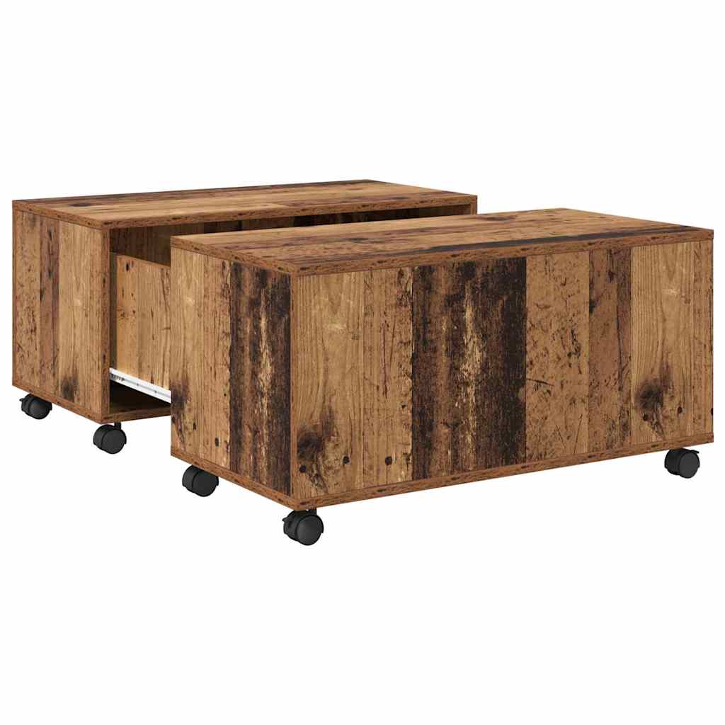 Kaffebord med skuff Gammelt tre 75 x 75 x 38 cm Konstruert tre