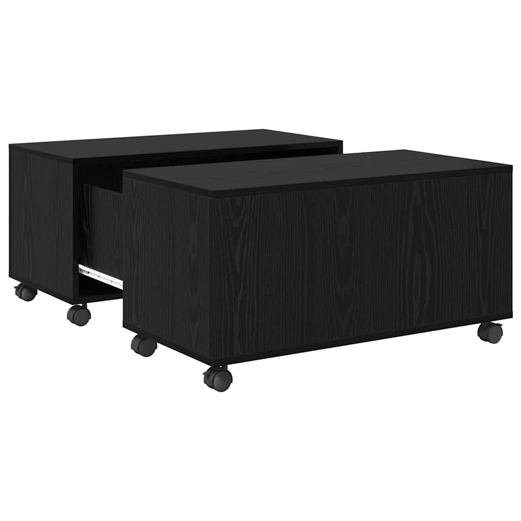 Kaffebord med skuff Svart Eik 75 x 75 x 38 cm Konstruert tre