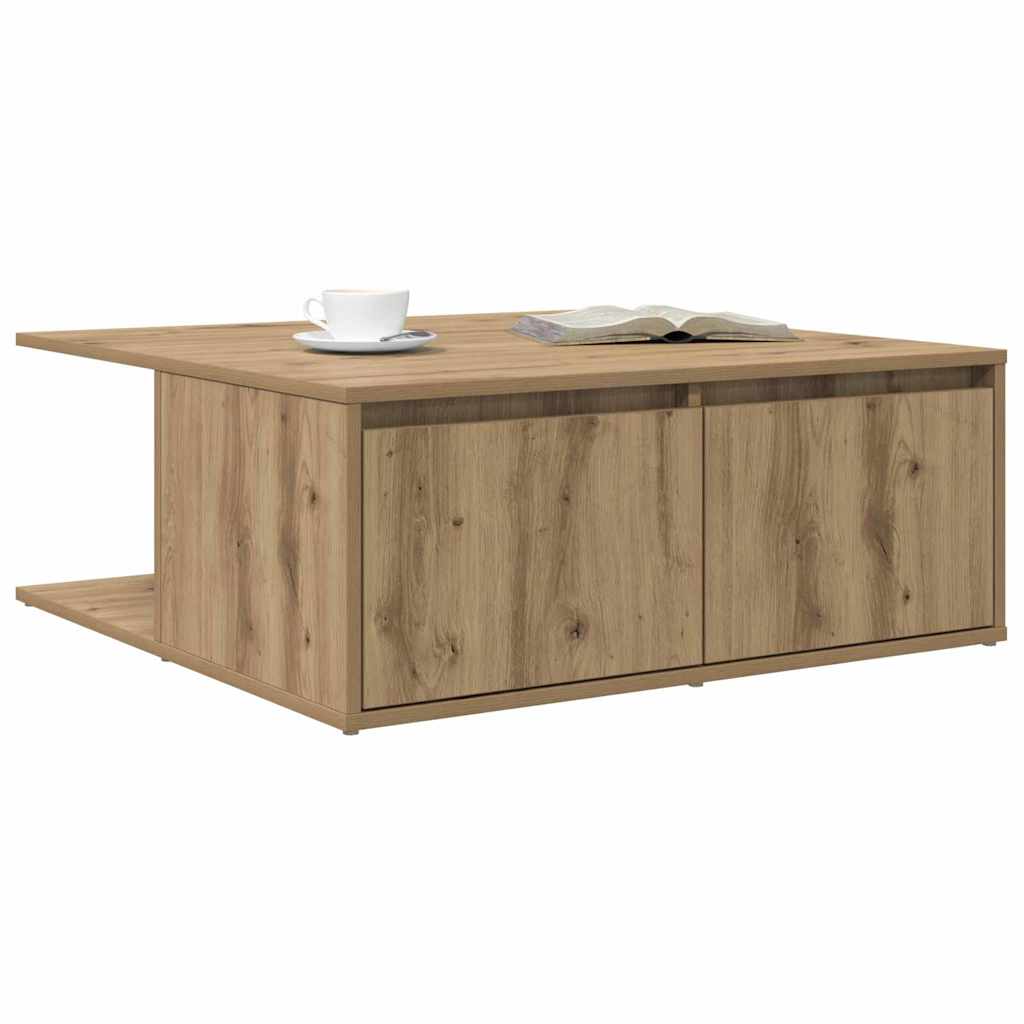 Kaffebord med skuff artisan eik 80 x 80 x 31 cm Konstruert tre