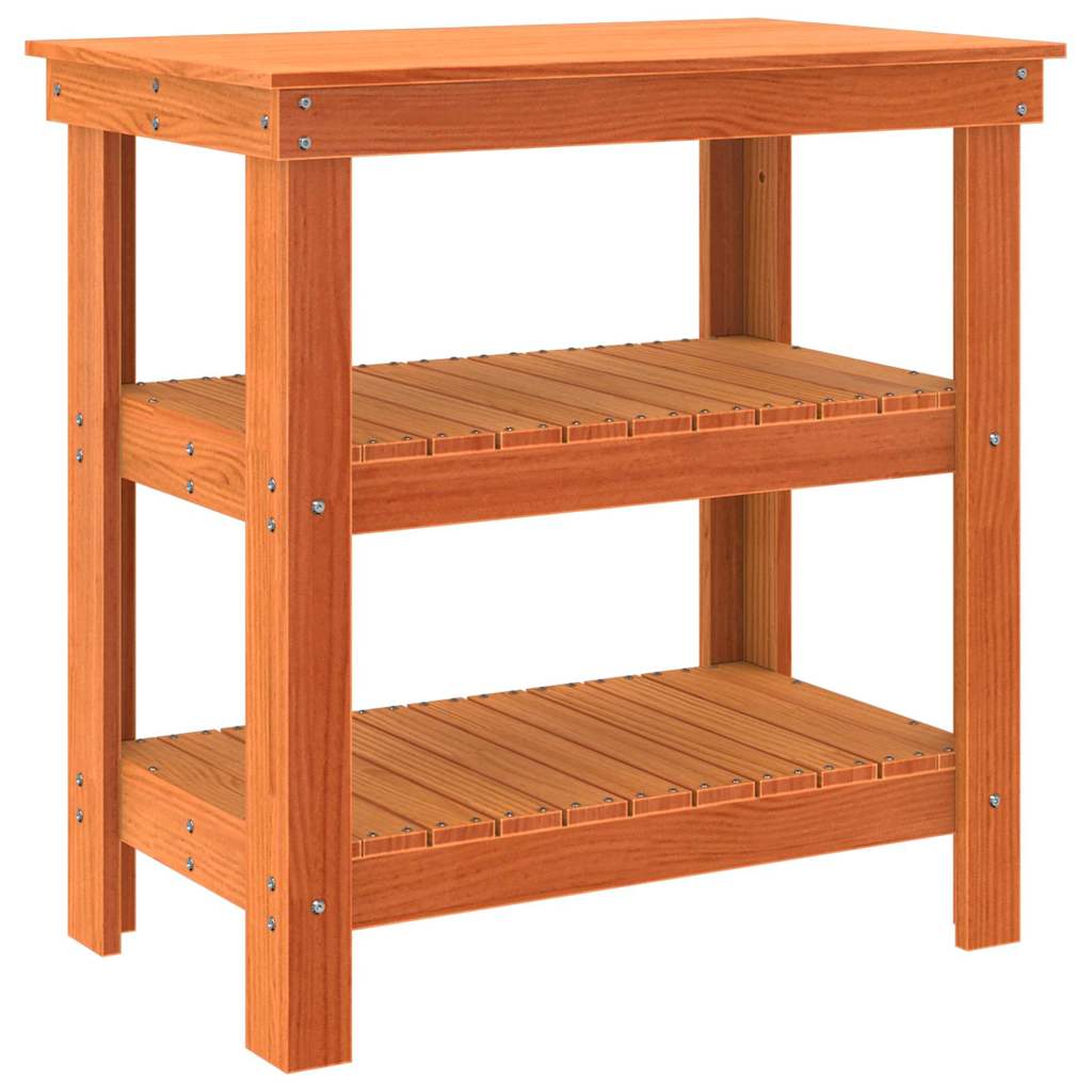 Arbeidsbenk med hylle Vokset Brun 78,5 x 50 x 80 cm Massiv furu