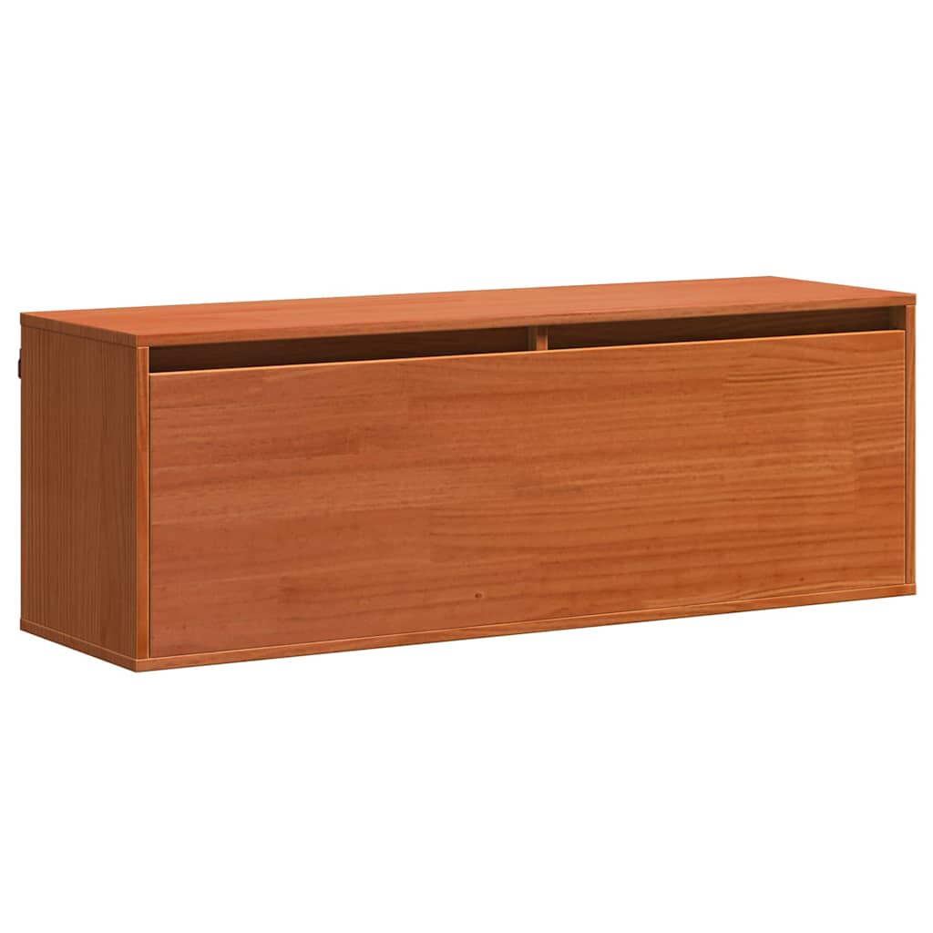 Veggskap med hylle Vokset Brun 100 x 30 x 35 cm Massiv furu