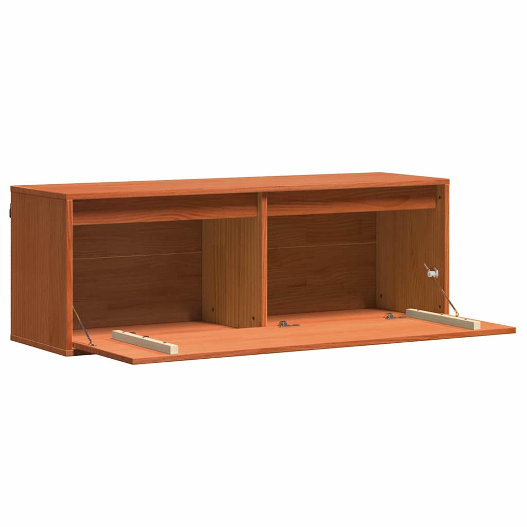 Veggskap med hylle Vokset Brun 100 x 30 x 35 cm Massiv furu
