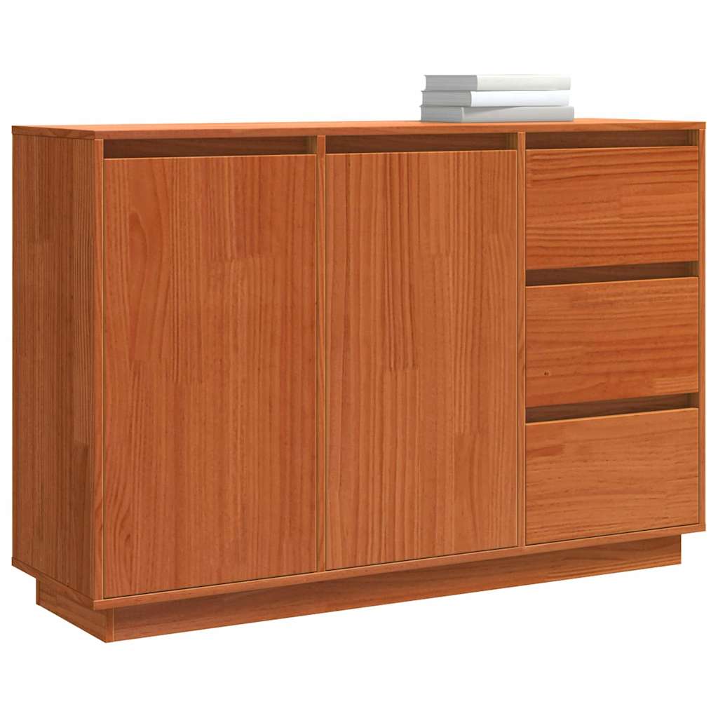 Serviesskap med skuff Brun Eik 111 x 34 x 75 cm Massiv furu