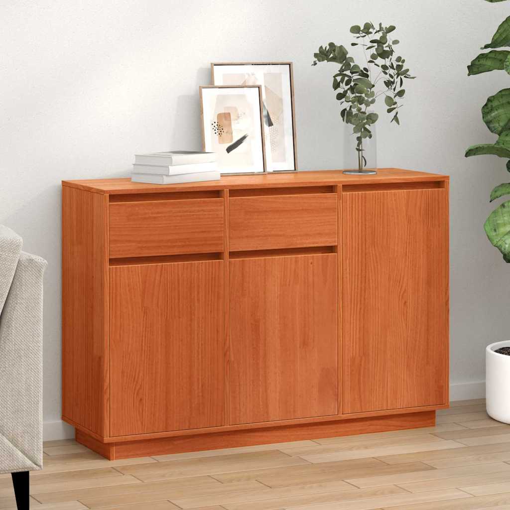 Serviesskap med skuff Vokset Brun 110 x 34 x 75 cm Massiv furu