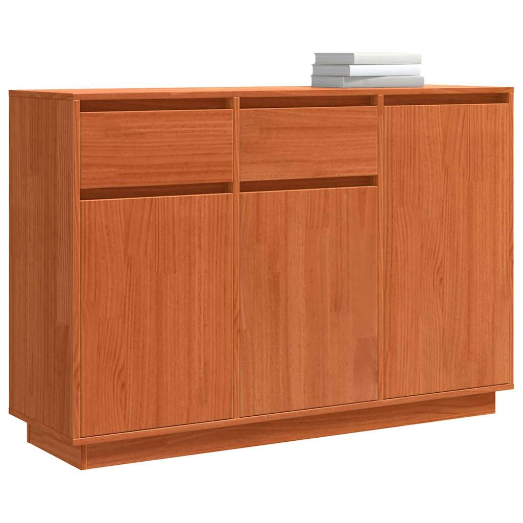 Serviesskap med skuff Vokset Brun 110 x 34 x 75 cm Massiv furu