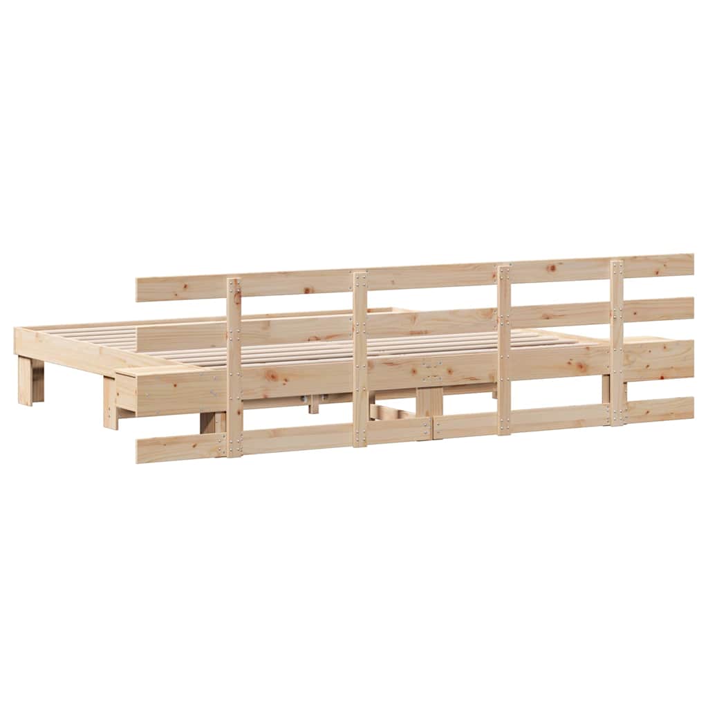Sengestamme med hodegjerde Brun 200 x 200 cm Massiv furu
