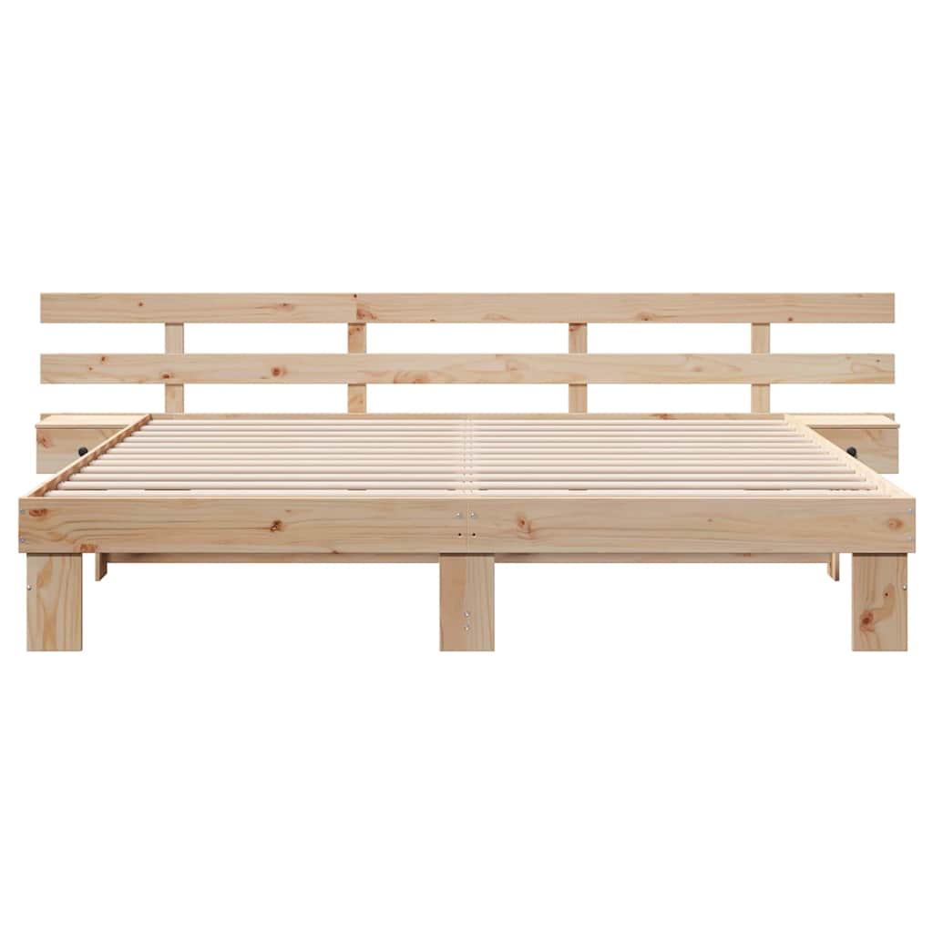 Sengestamme med hodegjerde Brun 200 x 200 cm Massiv furu