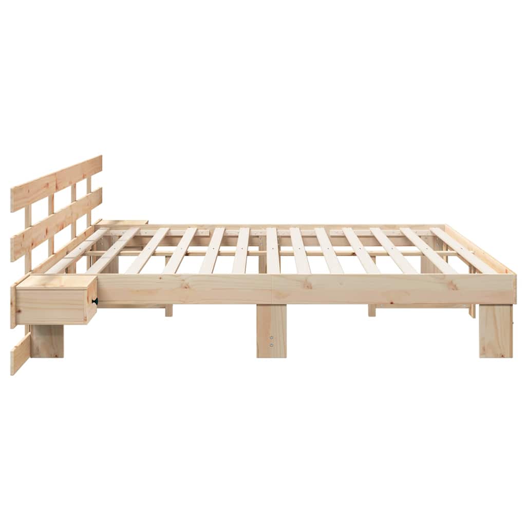 Sengestamme med hodegjerde Brun 200 x 200 cm Massiv furu