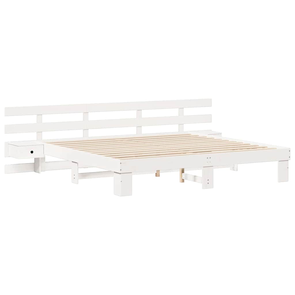 Sengestamme med hodegjerde Hvit 200 x 200 cm Massiv furu