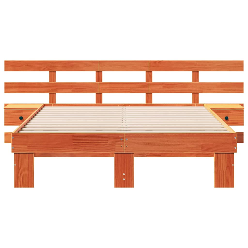 Sengestamme med hodegjerde Brun 120 x 200 cm Massiv furu