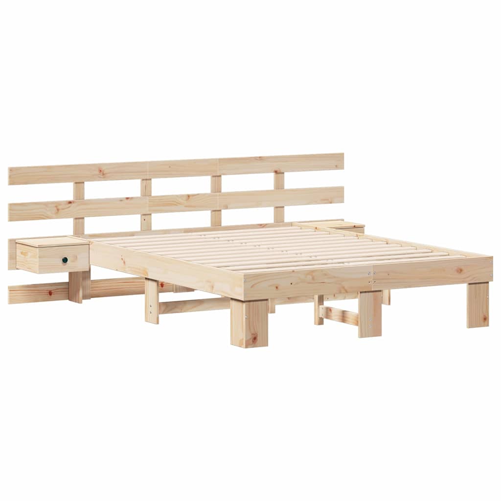 Sengestamme med hodegjerde Brun 140 x 190 cm Massiv furu