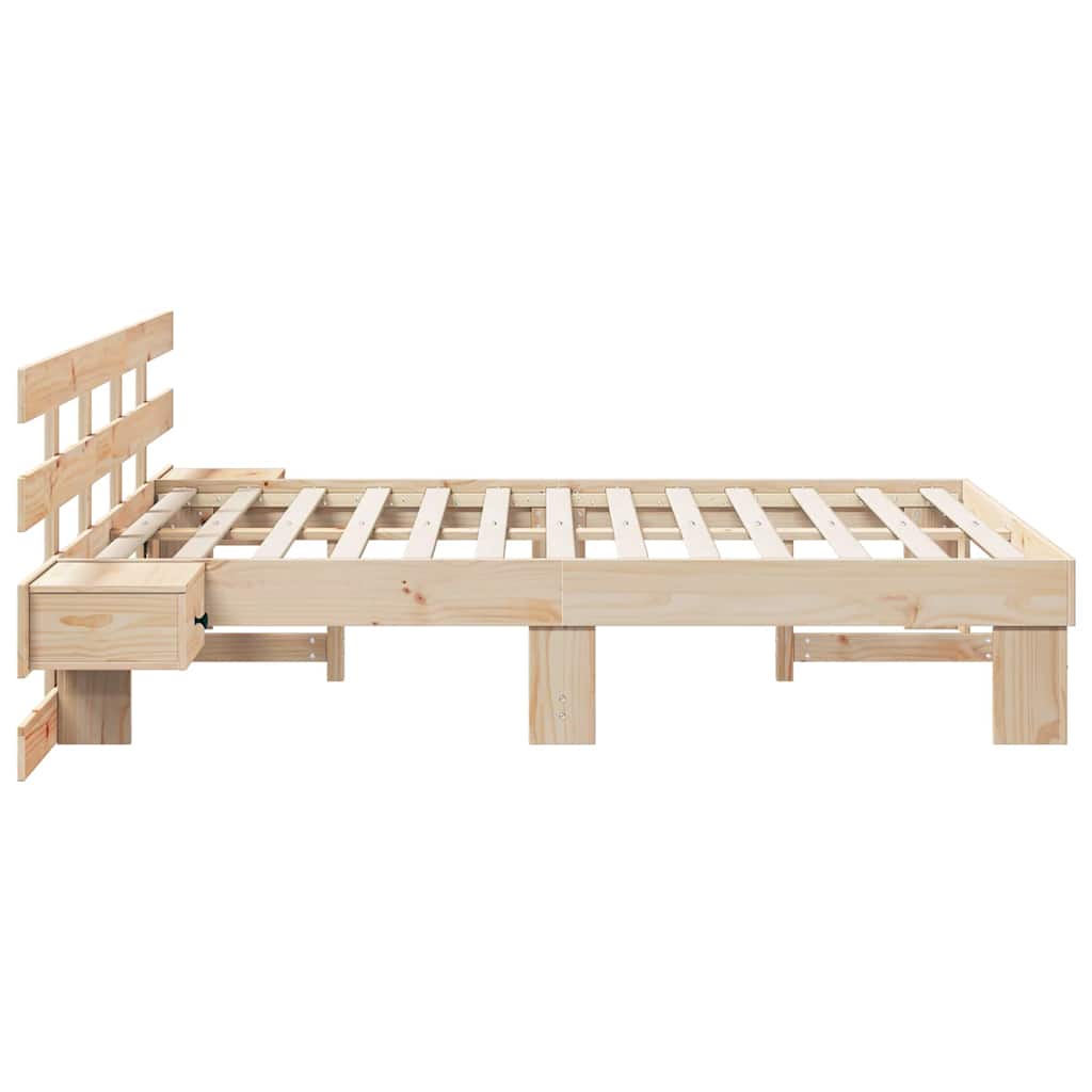 Sengestamme med hodegjerde Brun 140 x 190 cm Massiv furu