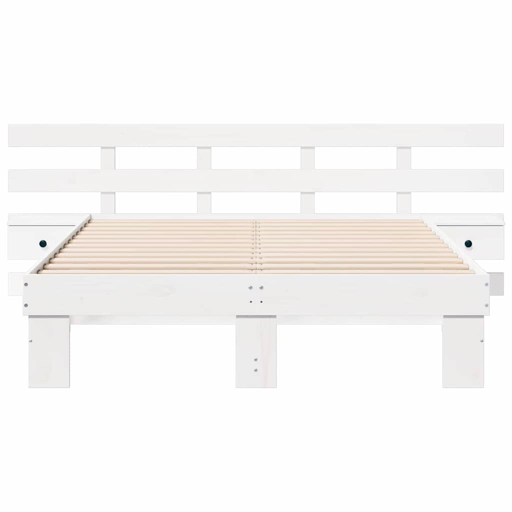 Sengestamme med hodegjerde Hvit 140 x 190 cm Massiv furu