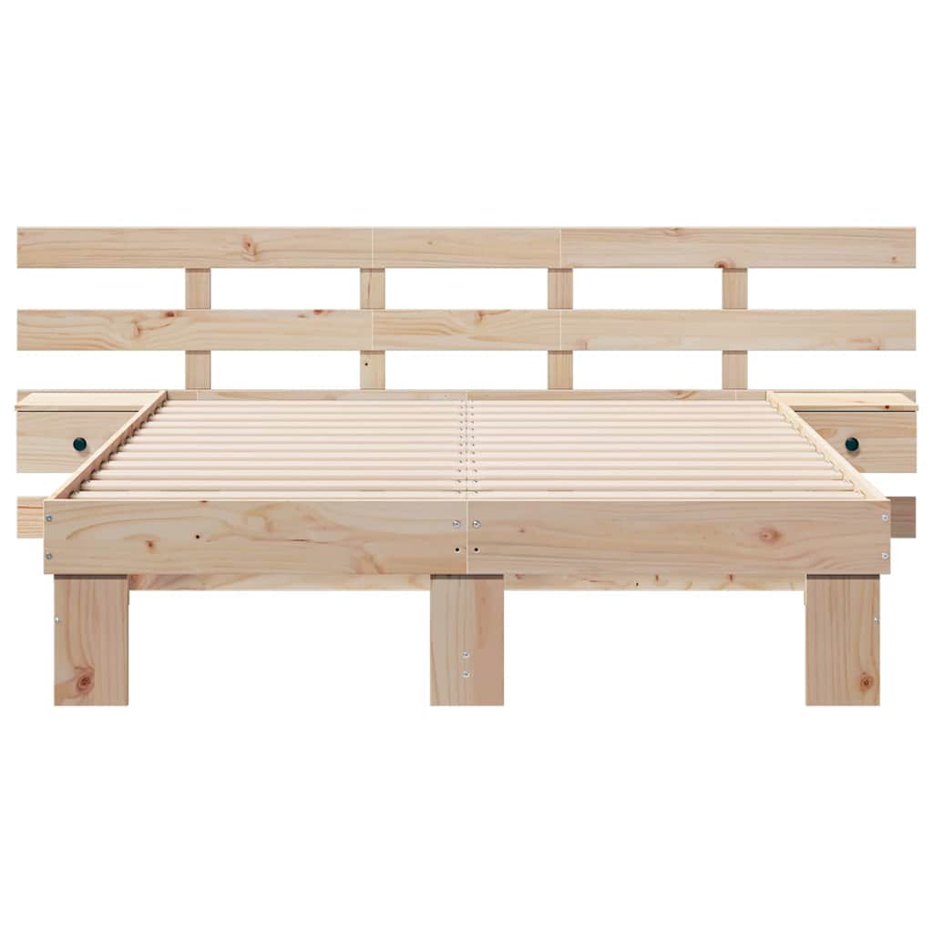 Sengestamme med hodegjerde Brun 135 x 190 cm Massiv furu