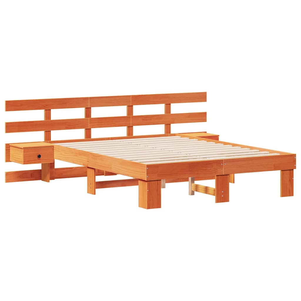 Sengestamme med hodegjerde Brun 120 x 190 cm Massiv furu