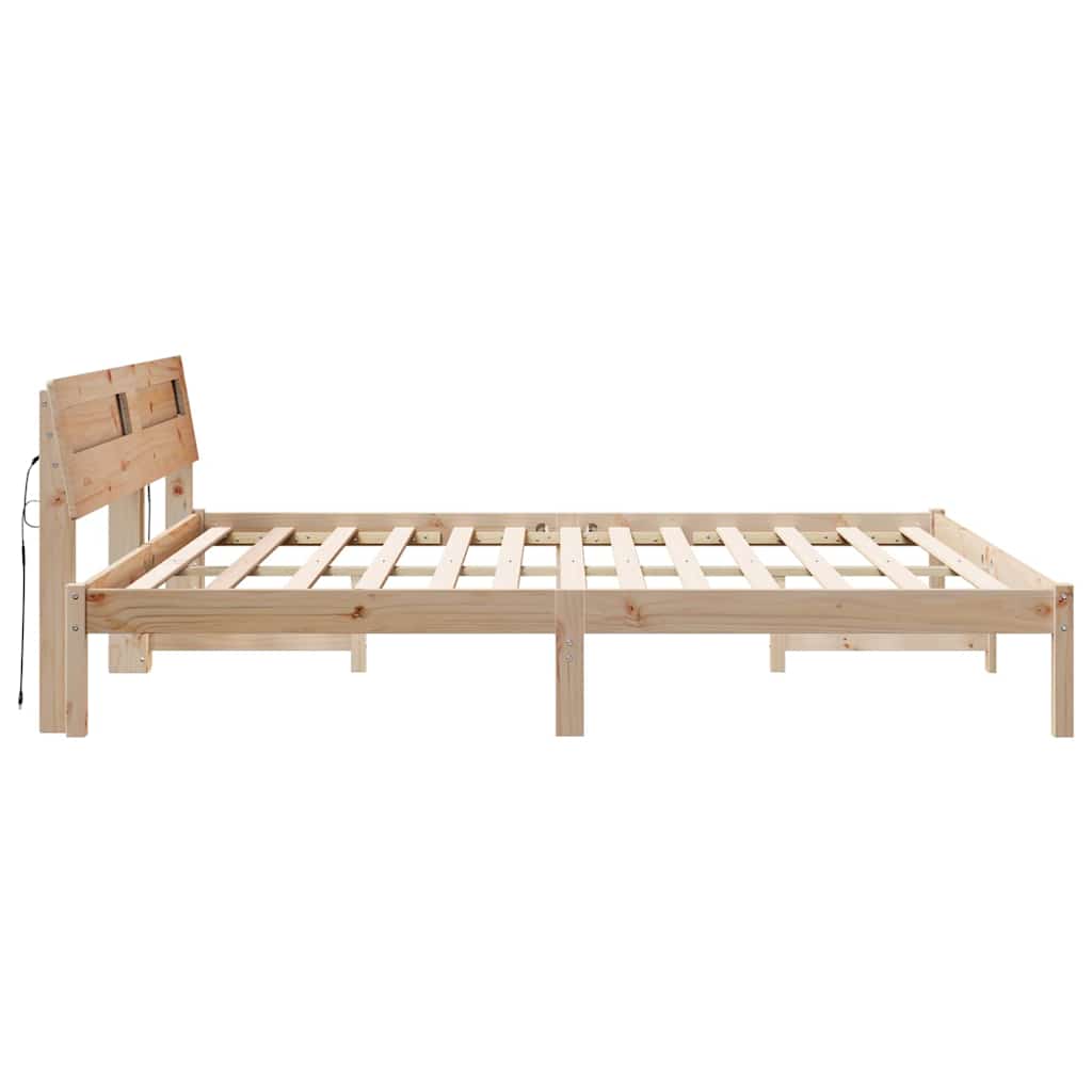 Sengestamme med hodegjerde Brun 200 x 200 cm Massiv furu
