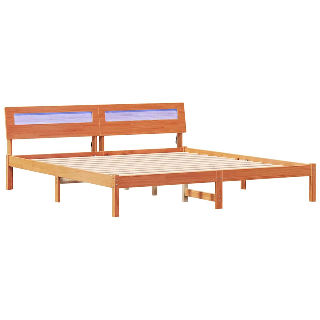 Sengestamme med hodegjerde Brun 200 x 200 cm Massiv furu