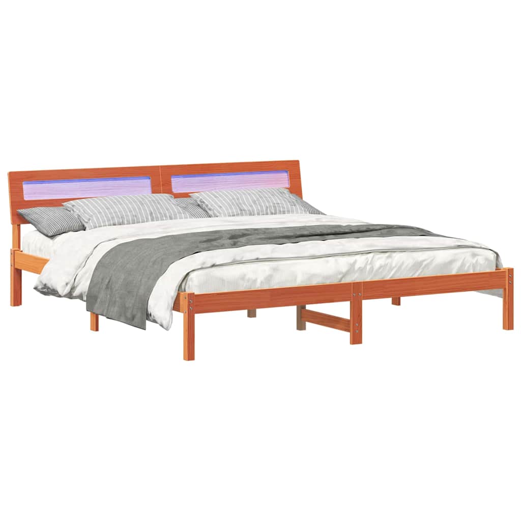 Sengestamme med hodegjerde Brun 200 x 200 cm Massiv furu