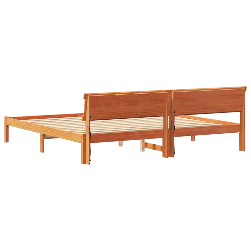 Sengestamme med hodegjerde Vokset Brun 200 x 200 cm Massiv furu