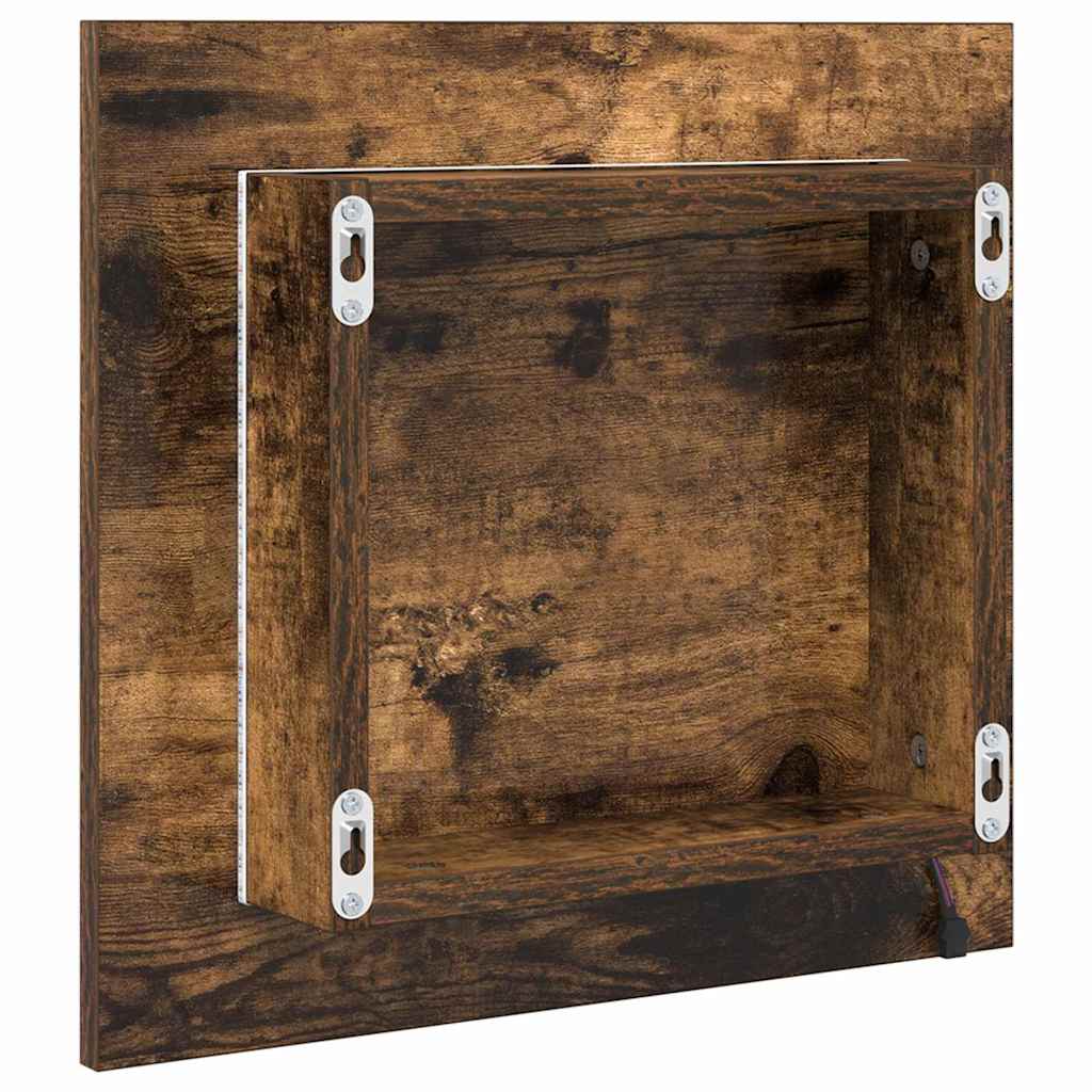 LED Badevindu Røkt eik 40 x 37 x 8.5 cm Konstruert tre