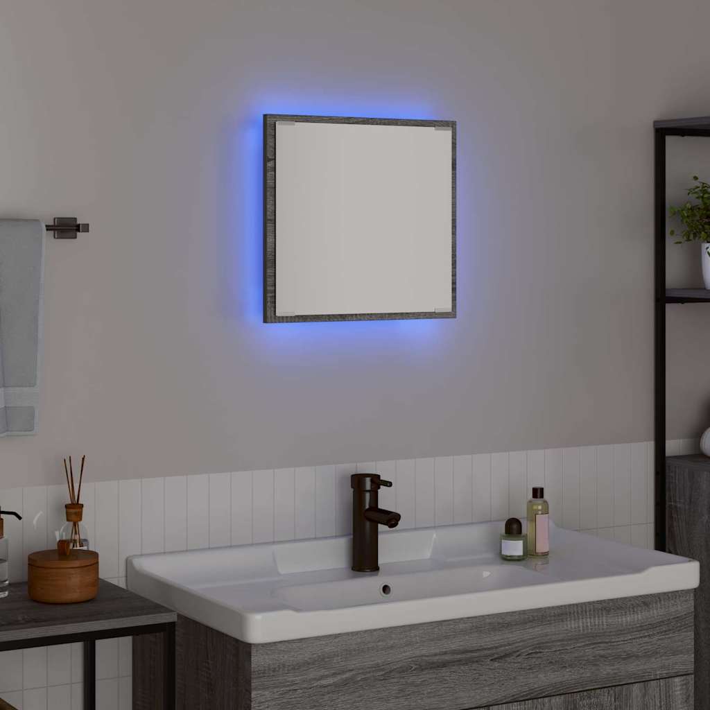 LED Badevindu Grå Sonoma 40 x 37 x 8.5 cm Konstruert tre