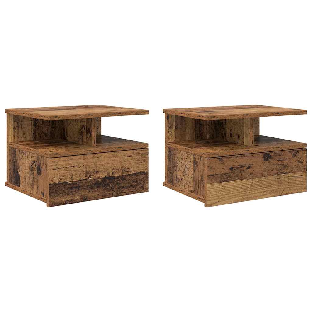 Flytende Nattbord med skuff 2 pcs Gammelt tre 40 x 31 x 28 cm