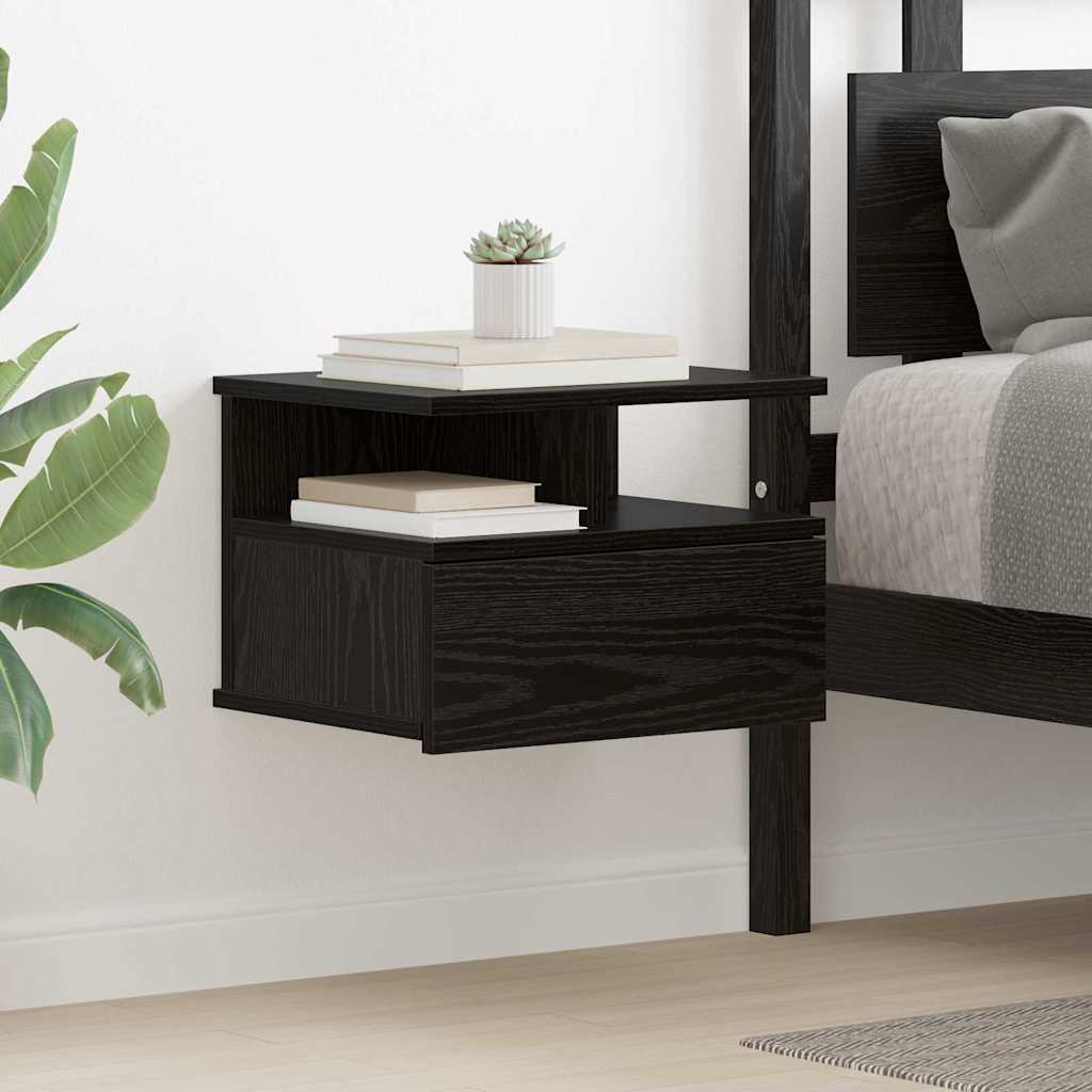 Flytende Nattbord med skuff 2 pcs Svart Eik 40 x 31 x 28 cm