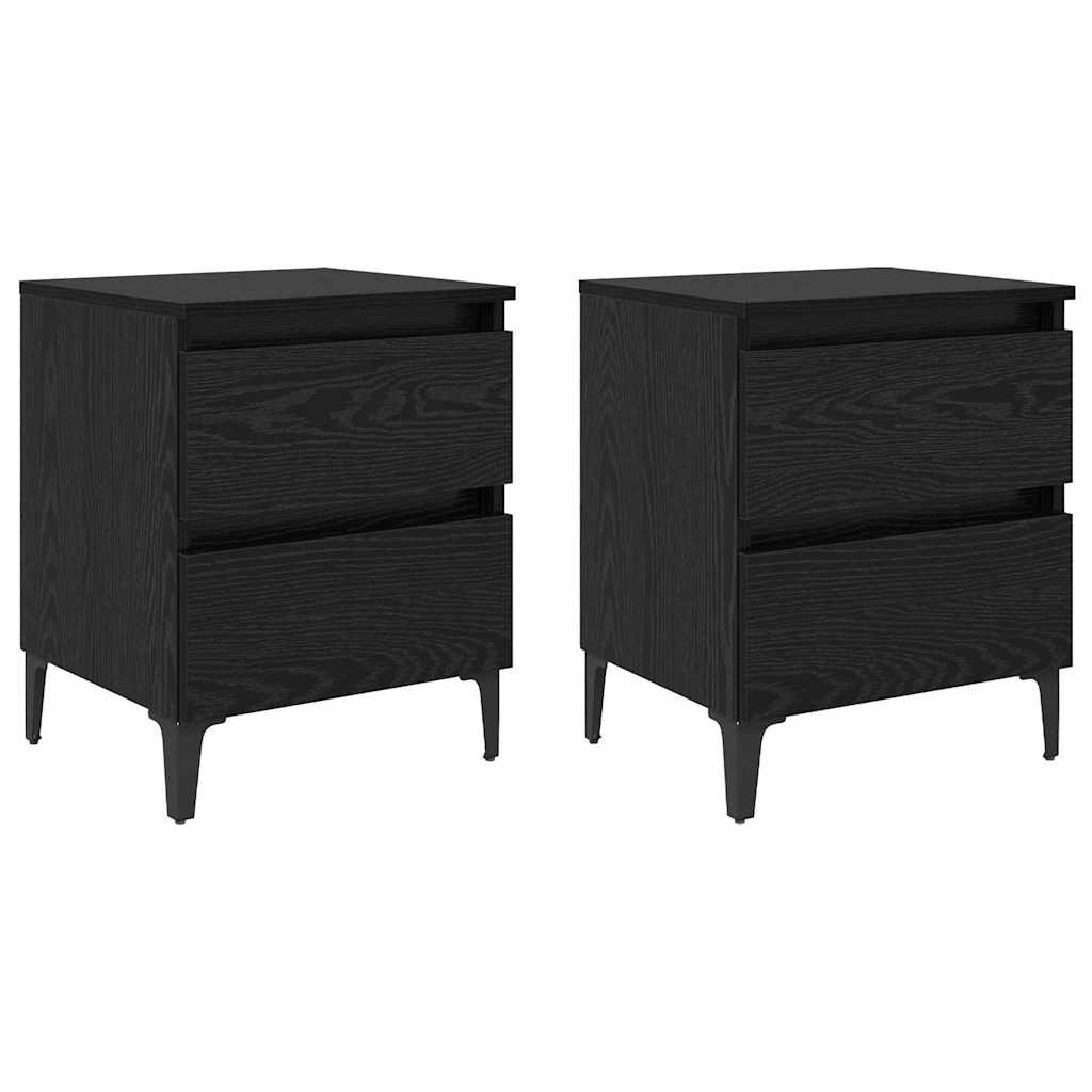 Nattbordskap 2 pcs Svart eik 40 x 35 x 50 cm Konstruert tre