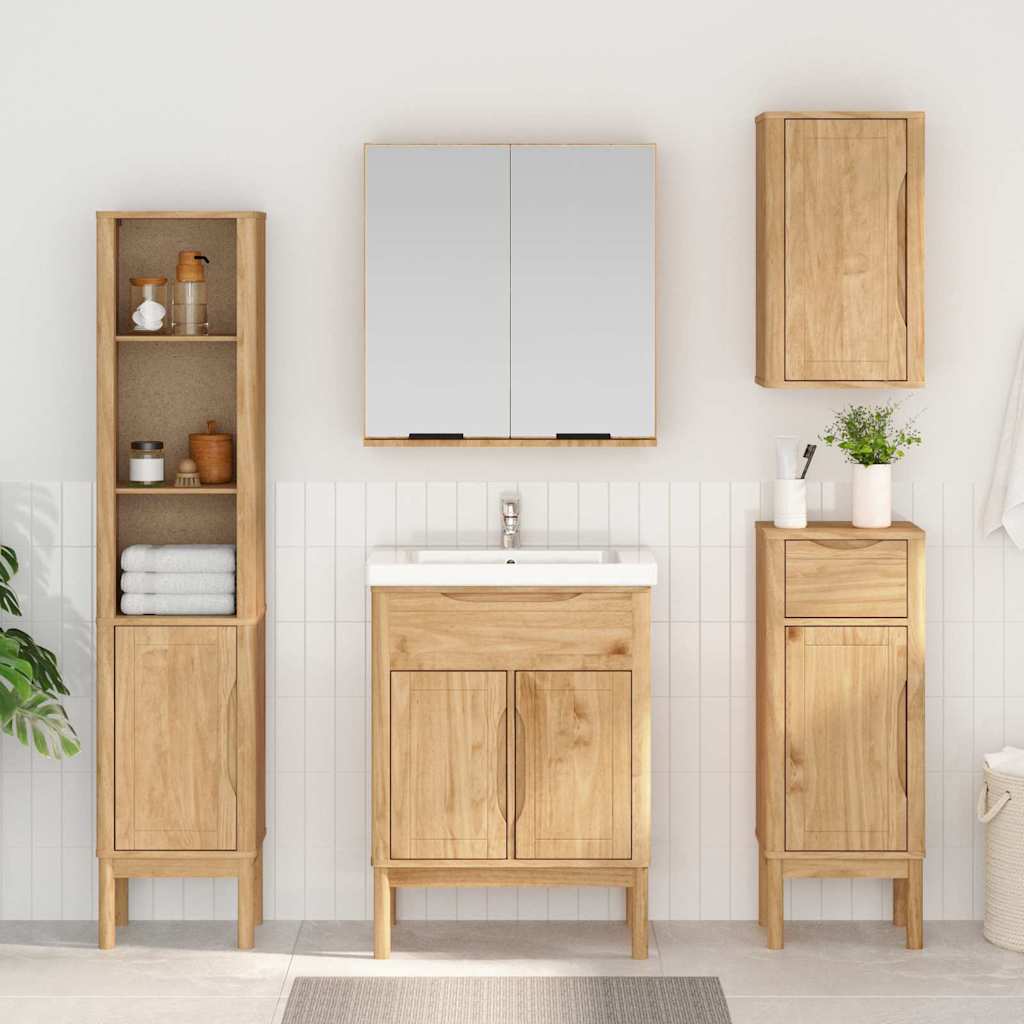 Baderomsskap FLORO Vokset Brun 35 x 30 x 90 cm Massiv furu