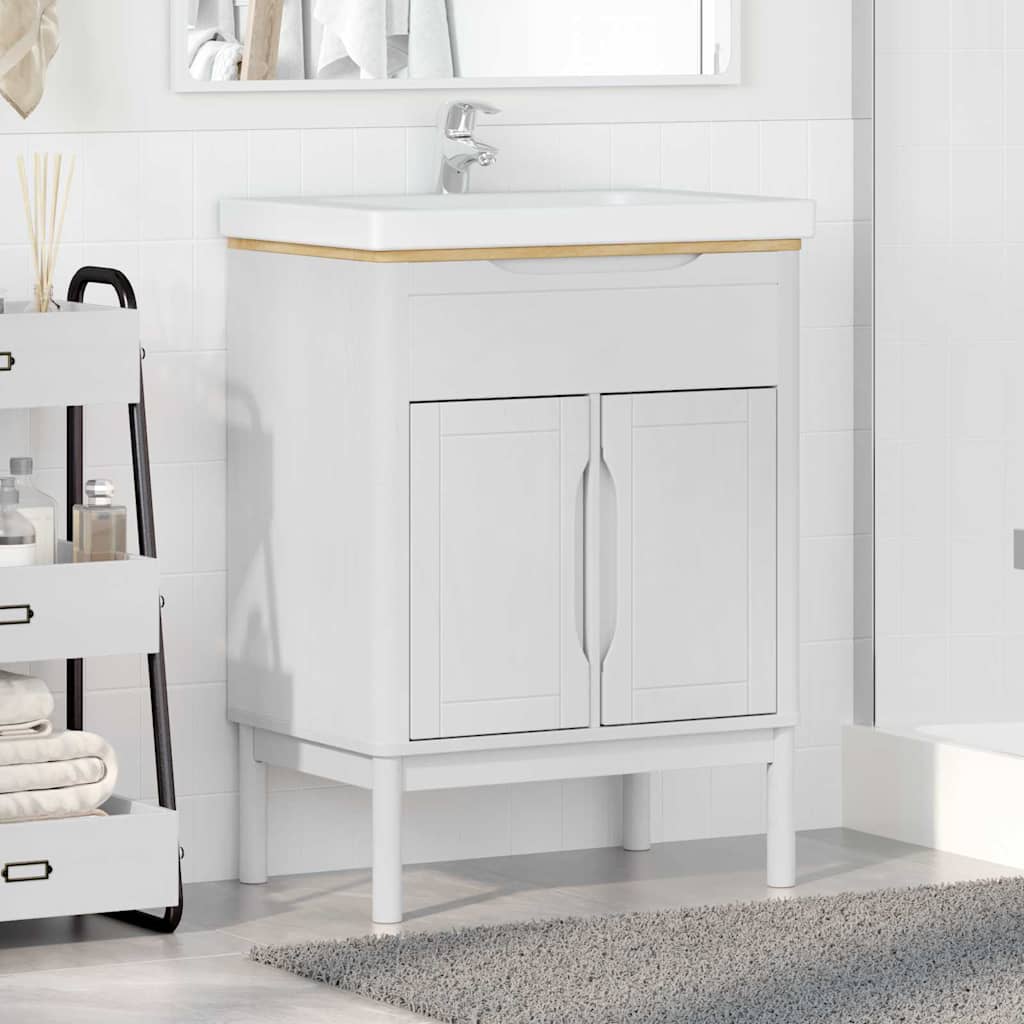 Baderomsvaskeskap FLORO Hvit 60 x 40 x 80 cm Massivt furutre